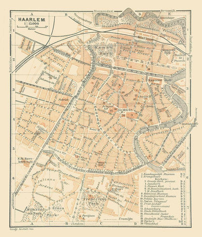 Europe Haarlem Netherlands - Baedeker 1910 White Modern Wood Framed Art Print with Double Matting by Baedeker