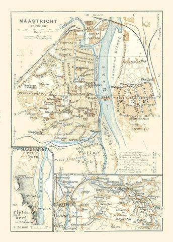 Europe Maastricht Netherlands - Baedeker 1910 Black Ornate Wood Framed Art Print with Double Matting by Baedeker