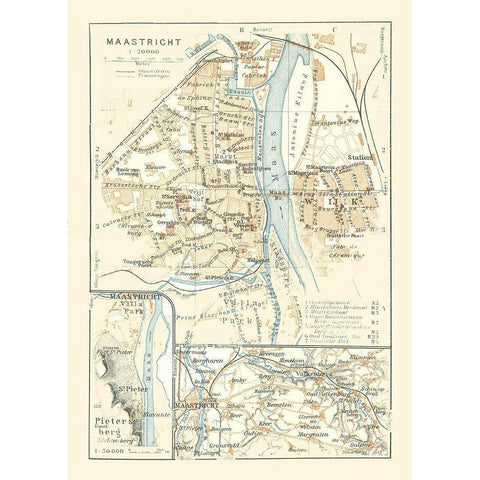 Europe Maastricht Netherlands - Baedeker 1910 Black Modern Wood Framed Art Print by Baedeker