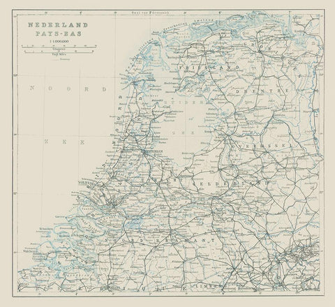 Northern Netherlands Europe - Baedeker 1910 White Modern Wood Framed Art Print with Double Matting by Baedeker