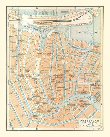 Europe Amsterdam Netherlands - Baedeker 1910 Black Ornate Wood Framed Art Print with Double Matting by Baedeker