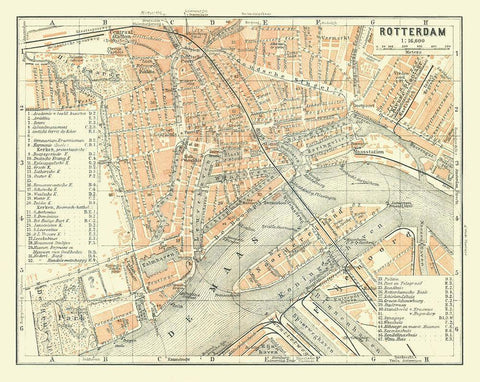 Europe Rotterdam Netherlands - Baedeker 1910 White Modern Wood Framed Art Print with Double Matting by Baedeker