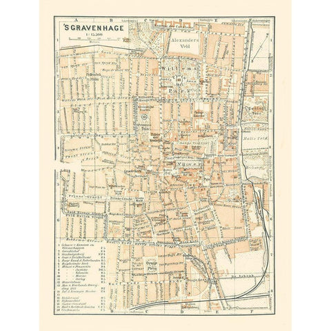 Europe The Hague Netherlands - Baedeker 1910 Gold Ornate Wood Framed Art Print with Double Matting by Baedeker