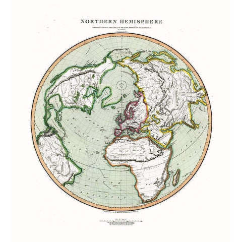 Northern Hemisphere - Thompson 1816 White Modern Wood Framed Art Print by Thompson