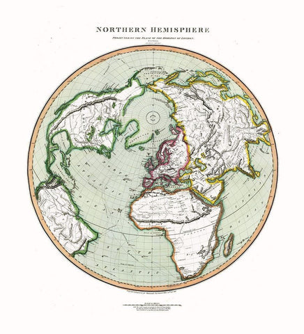 Northern Hemisphere - Thompson 1816 White Modern Wood Framed Art Print with Double Matting by Thompson