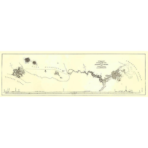 Central America Nicaragua Canal Atlantic Pacific Black Modern Wood Framed Art Print with Double Matting by Menocal