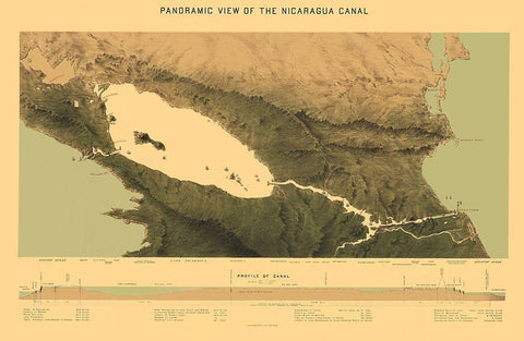 Central America Nicaragua Canal Panoramic White Modern Wood Framed Art Print with Double Matting by Bien