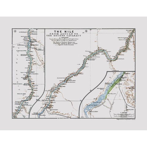 Nile Aswan Second Cataract Egypt - Baedeker 1913 White Modern Wood Framed Art Print by Baedeker