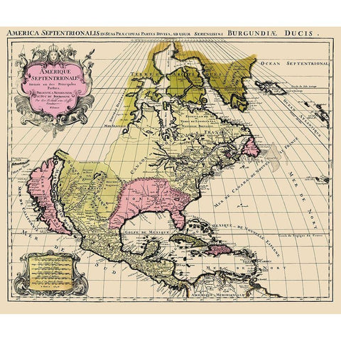 North America - Jaillot 1694 Black Modern Wood Framed Art Print by Jaillot