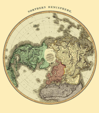 Northern Hemisphere - Thomson 1814 White Modern Wood Framed Art Print with Double Matting by Thomson