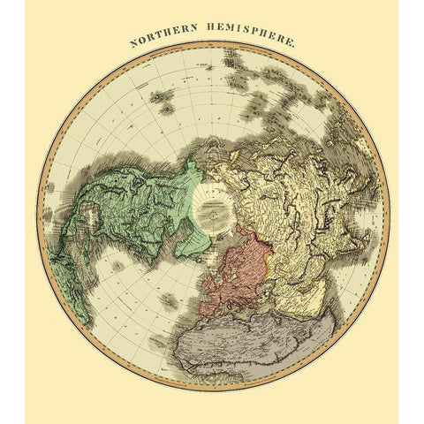 Northern Hemisphere - Thomson 1814 Gold Ornate Wood Framed Art Print with Double Matting by Thomson