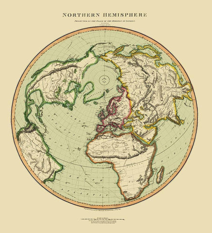 Northern Hemisphere - Thomson 1816 White Modern Wood Framed Art Print with Double Matting by Thomson