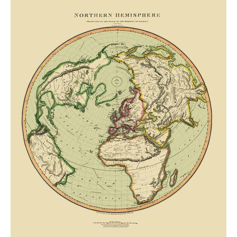 Northern Hemisphere - Thomson 1816 Gold Ornate Wood Framed Art Print with Double Matting by Thomson