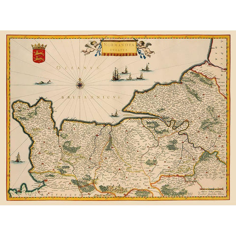 Normandy France - Blaeu 1635 Black Modern Wood Framed Art Print by Blaeu