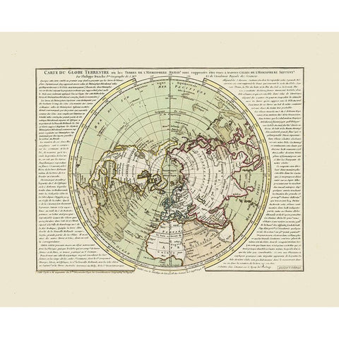 North Pole - Buache 1746 Black Modern Wood Framed Art Print with Double Matting by Buache