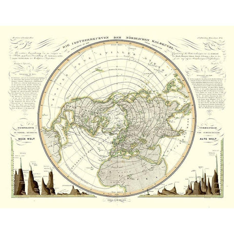 North Pole - Perthes 1858 White Modern Wood Framed Art Print by Perthes