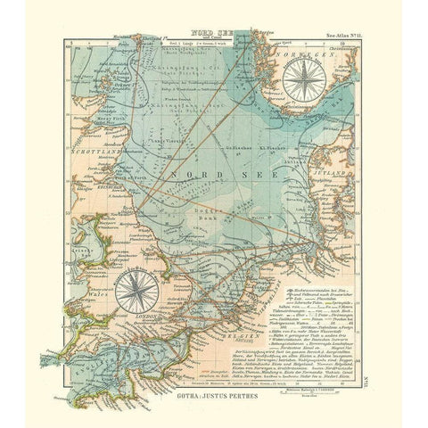 Europe North Sea - Perthes 1914 Black Modern Wood Framed Art Print with Double Matting by Perthes