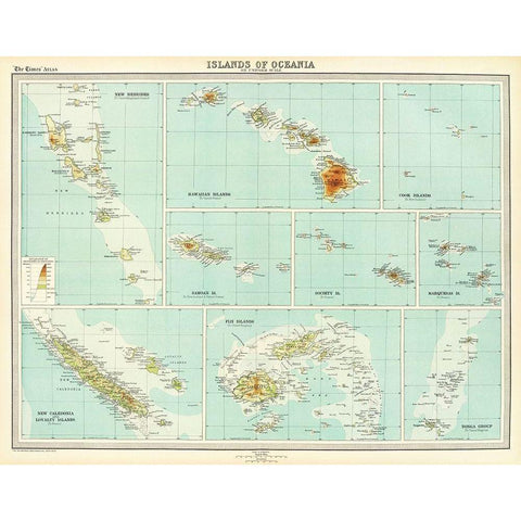 Oceania Islands - Bartholomew 1922 White Modern Wood Framed Art Print by Bartholomew