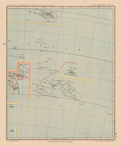 Oceania Samoa Tahiti - Streit 1913 Black Ornate Wood Framed Art Print with Double Matting by Streit