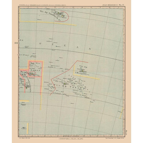 Oceania Samoa Tahiti - Streit 1913 Gold Ornate Wood Framed Art Print with Double Matting by Streit