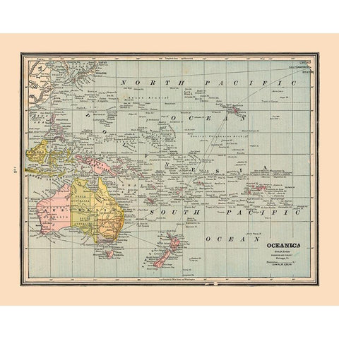 Oceania - Cram 1888 Black Modern Wood Framed Art Print with Double Matting by Cram