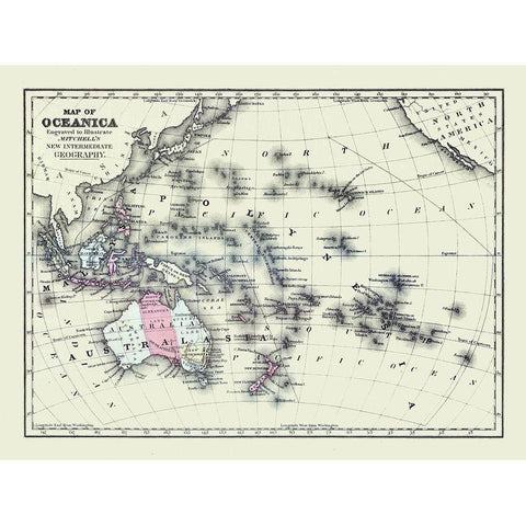 Oceania - Mitchell 1877 Gold Ornate Wood Framed Art Print with Double Matting by Mitchell