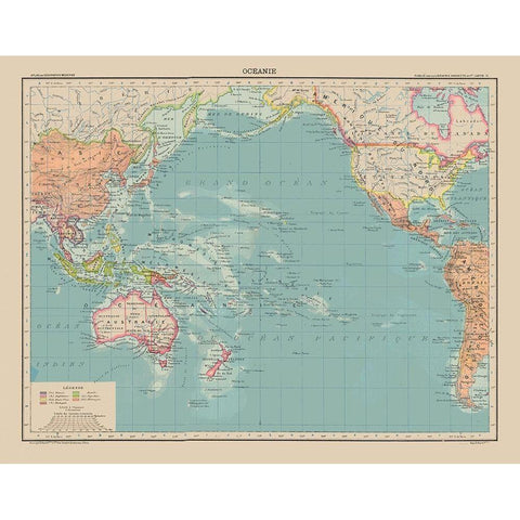 Oceania - Schrader 1908 Black Modern Wood Framed Art Print with Double Matting by Schrader