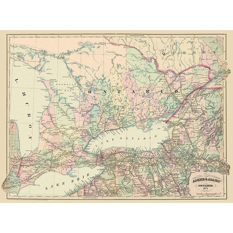 Ontario Canada - Asher 1874 Black Modern Wood Framed Art Print with Double Matting by Asher