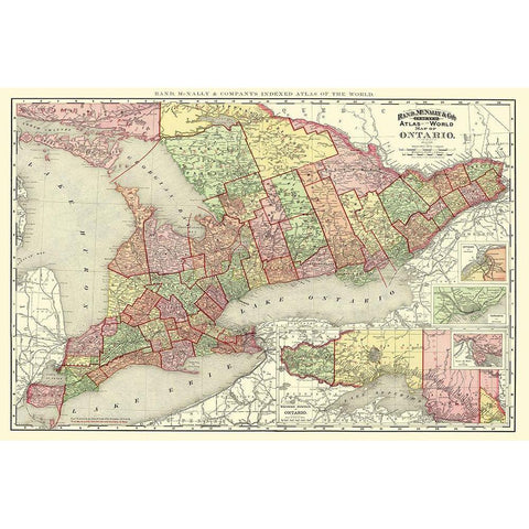 Ontario Canada - Rand McNally 1892 White Modern Wood Framed Art Print by Rand McNally