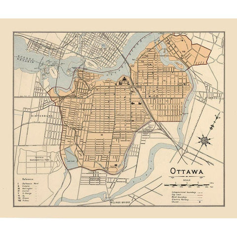 Ottawa Canada - White 1906 Black Modern Wood Framed Art Print with Double Matting by White