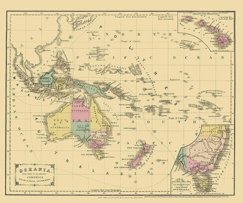 Pacific Oceania - Appleton 1856 White Modern Wood Framed Art Print with Double Matting by Appleton