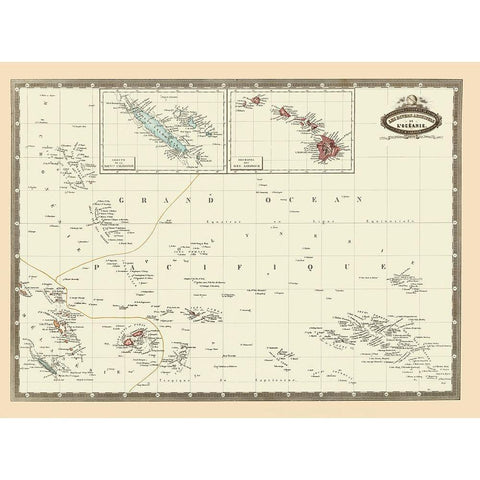 Pacific Islands Oceania - Garnier 1860 Gold Ornate Wood Framed Art Print with Double Matting by Garnier