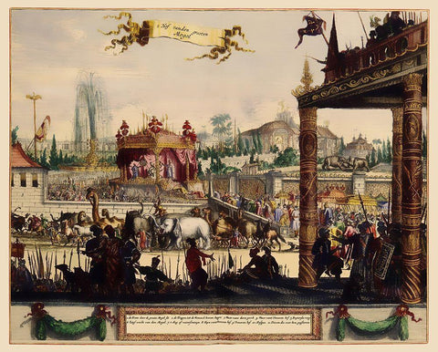 Mogul Procession Lahore Pakistan Asia - 1650 White Modern Wood Framed Art Print with Double Matting by Unknown