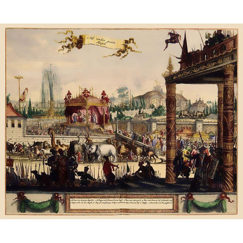 Mogul Procession Lahore Pakistan Asia - 1650 Black Modern Wood Framed Art Print by Unknown