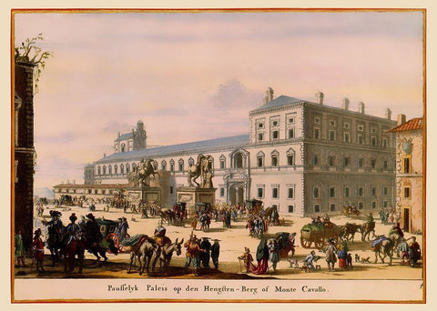 Palace Rome Italy Picture - Visscher 1681 White Modern Wood Framed Art Print with Double Matting by Visscher