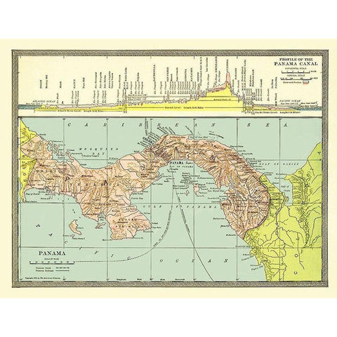Profile of Canal Panama Central America - 1904 White Modern Wood Framed Art Print by Unknown