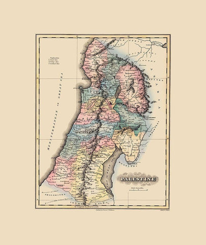 Palestine Israel - Lucas 1823 White Modern Wood Framed Art Print with Double Matting by Lucas