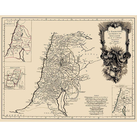 Palestine Israel - Remondini 1783 Black Modern Wood Framed Art Print by Remondini