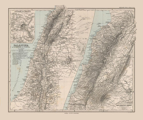 Middle East Palestine Israel Lebanon - Stieler White Modern Wood Framed Art Print with Double Matting by Stieler