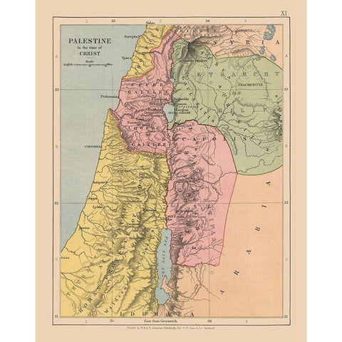 Middle East Palestine Israel - Case 1878 Black Modern Wood Framed Art Print with Double Matting by Case