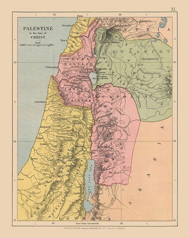 Middle East Palestine Israel - Case 1878 Black Ornate Wood Framed Art Print with Double Matting by Case