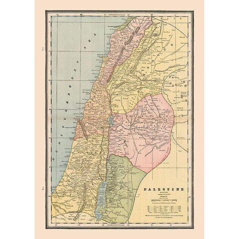 Middle East Palestine Israel - Cram 1888 Black Modern Wood Framed Art Print with Double Matting by Cram