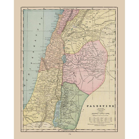 Middle East Palestine Israel - Cram 1892 Gold Ornate Wood Framed Art Print with Double Matting by Cram