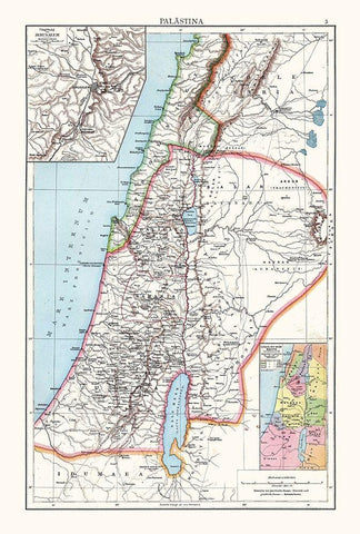Middle East Palestine Israel - Droysen 1886 Black Ornate Wood Framed Art Print with Double Matting by Droysen