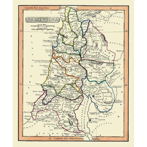 Middle East Palestine Israel - Fenner 1830 White Modern Wood Framed Art Print by Fenner