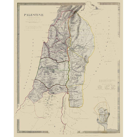 Middle East Palestine Israel - Chapman 1830 Black Modern Wood Framed Art Print with Double Matting by Chapman