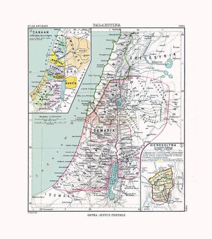 Middle East Palestine Israel - Perthes 1896 White Modern Wood Framed Art Print with Double Matting by Perthes