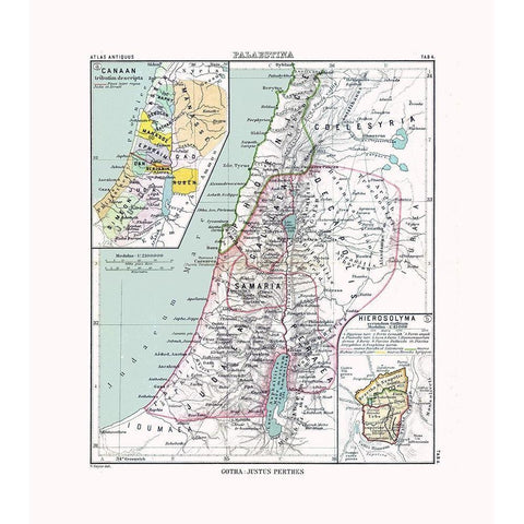 Middle East Palestine Israel - Perthes 1896 Gold Ornate Wood Framed Art Print with Double Matting by Perthes