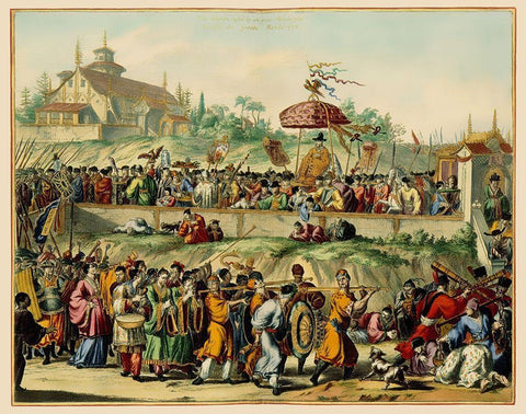 Station Picture Peking China - Nieuhoff 1655 Black Ornate Wood Framed Art Print with Double Matting by Nieuhoff