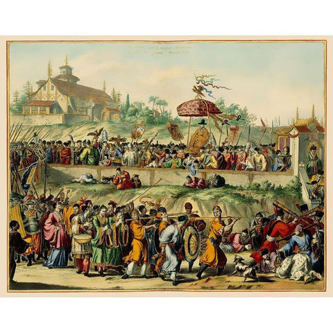 Station Picture Peking China - Nieuhoff 1655 Gold Ornate Wood Framed Art Print with Double Matting by Nieuhoff